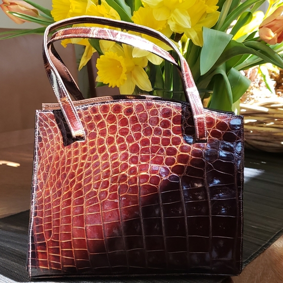 Not for sale💥VTG Lesco Alligator bag, dark brown - Picture 10 of 11